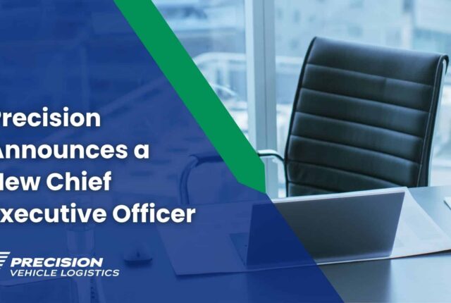 Graphic image featuring a desk chair and the words "Precision Announces a New Chief Executive Officer"